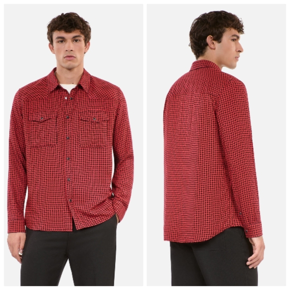 The Kooples Red and Black Casual Button Down Shirt Men's Medium - Picture 1 of 14